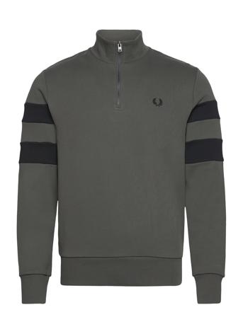 Tipped Half Zip Sweat Sweat-shirt Genser Kakigrønn Fred Perry*Betinget Tilbud
