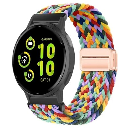 20/22 mm nylonarmband kompatibelt med Garmin Forerunner 55 165 265 965 255, magnetiskt flätat andningsbart band kompatibelt med Garmin Active 5/Venu 3