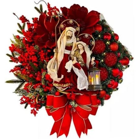 Julkransar Ytterdörr Hängande Garland Jul Jesus Kransdekorationer 25x22cm1st)