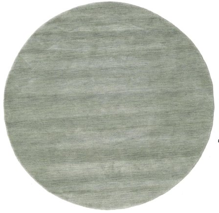 Plain (Single Colored) Small Handloom Rug - Light Green Ø 150 Wool, In Classic Style