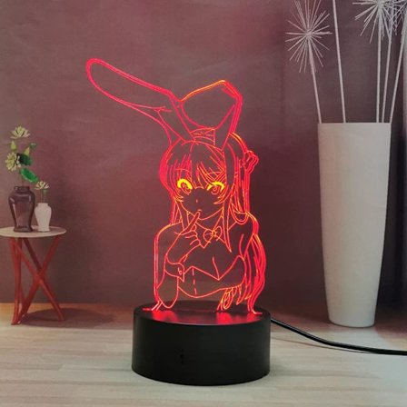 Sakurajima Mai 3D Nattlampa Kanin Lady LED Nattlampa Fjärrkontroll Skrivbordslampa Manga Bordlampa Anime Sänglampa Flerfärgad Belysning Present