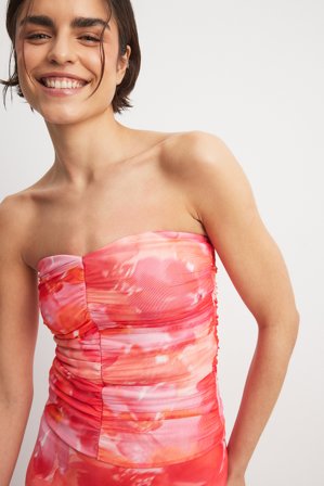 NA-KD Drapiertes Mesh-Oberteil - Sommerset - Flower - Medium