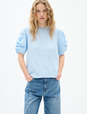 InWear Payanaiw Woven Trim Tshirt - Blue - XXS