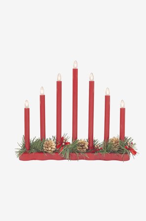 Markslöjd - HOL Lysestake 7 E10 LED - Rød - Adventsstaker - Fra Homeroom