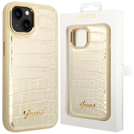 Guess GUHCP14MHGCRHD iPhone 14 Plus 6.7 gull/gull hardt deksel Croco Collection