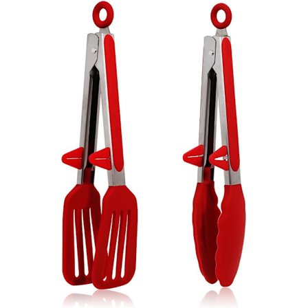 Køkkentænger 9 tommer silikone tænger sæt af 2 fødevaresikre silikone madlavningstænger skridsikre låse BBQ tænger serveringstænger salatænger