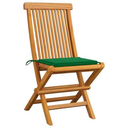 Vidaxl Trädgårdsstolar Med Gröna Dynor 8 St Massiv Teak Grön