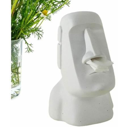 Moai-paperitelineen pidike Moai-pään paperitelineen kansi - Monitoiminen hartsipaperiteline keittiöön, makuuhuoneeseen, toimistoon, olohuoneeseen, 