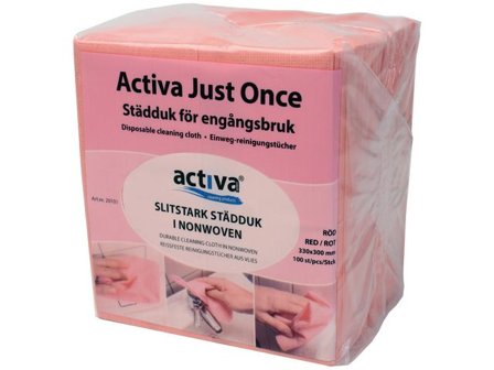 ACTIVA Städduk JustOnce engångs röd 100/fp - Lyreco - Städ och hygien - Städdukar och diskdukar - Städdukar - Alltork