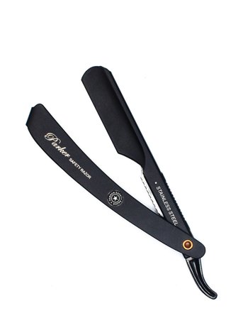 Parker Parker Ptbmetal-Black Steel Push Type Barber/Straight Razor - Black - ONE SIZE
