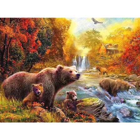 30 x 40 cm, famille d'ours Peinture au diamant Broderie Diamant Pe