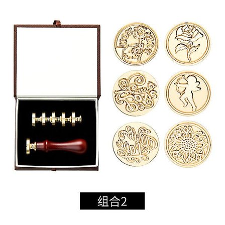 Set med vaxförseglingsstämplar, avtagbart förseglingshuvud i koppar, vintage klassiskt lyxigt förseglingsstämpelset med presentask