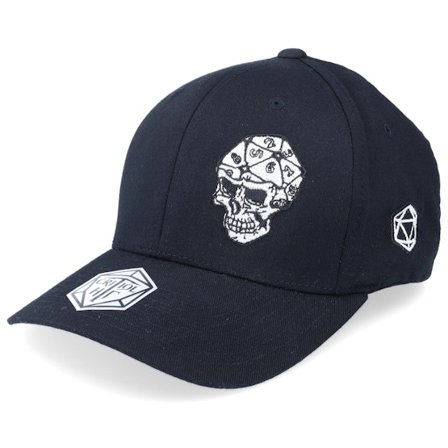 Critiql Hit - Svart flexfit Caps - D20 Skull Dice Black - Flexfit @ Hatstore