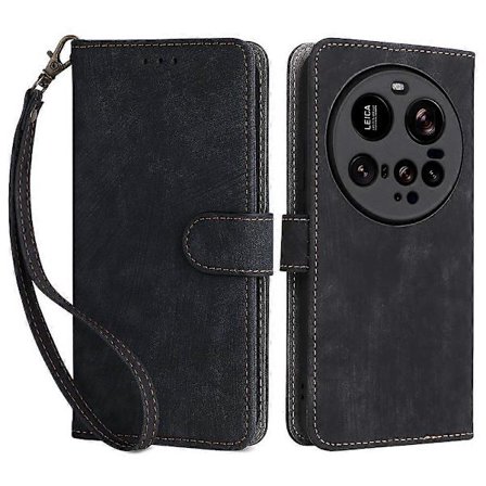 Til Xiaomi 15 Ultra Taske Wallet RFID Blokerende PU Læder Cover Visningsstativ Sort