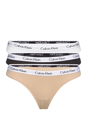 Thong 3Pk Stringit Alusvaatteet Musta Calvin Klein