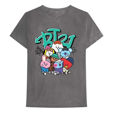 BT21 Unisex Street Mood Group T-shirt M Charcoal Grey