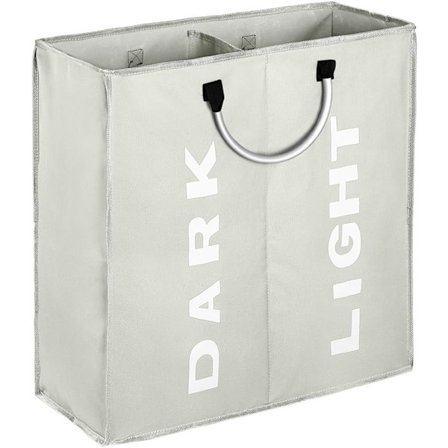 Sammenklappelig vasketøjskurv med 2 rum 60L opbevaringspose med håndtag Oxford vasketøjskurve 600D vandtæt tøj til soveværelse hotel sovesal