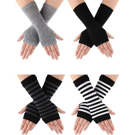 4 par cashmere-følelse håndledsløse handsker med tommelfingerhul dame unisex cashmere varme handsker, 4 farver