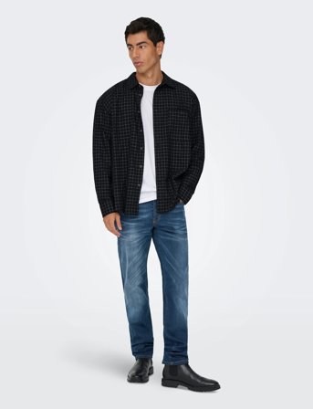 ONLY & SONS Onsbarney Rlx Check Ls Shirt Cf - Black - S