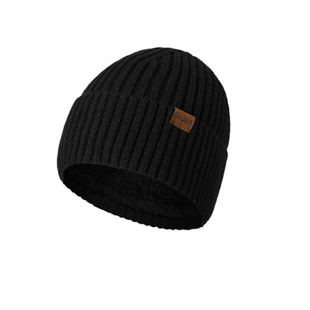 Miesten Beanie-Pipo, Talvipipo Miehille ja Naisille, Lämmin Fleece-Vuorattu, Paksu Neulostu, Trendikäs Kallopipo Miehille - Musta