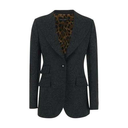 Dolce & Gabbana Embroidered Paisley Jakke Sort, Dame