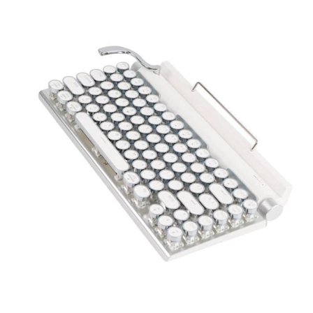 HURRISE retro skrivmaskin tangentbord Mekaniskt skrivmaskin tangentbord, 83 tangenter, dator tangentbord Rosa Vit