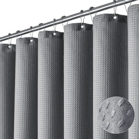 ING Duschdraperi - Mögelresistent Duschdraperi - Våffelväv - Med Ringar - Vattentätt - 180x180 cm - Inkluderar 12 Plastkrokar - Grå