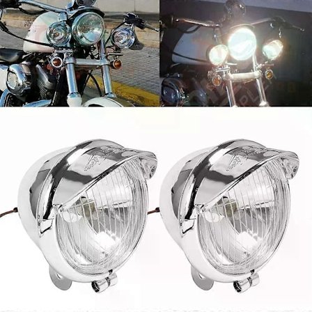 Krom Universal Motorsykkel Tåkelys Frontlykt Lampe DC12V For Harley Touring Sportster XL 883 1200 72 48 Dyna Softail