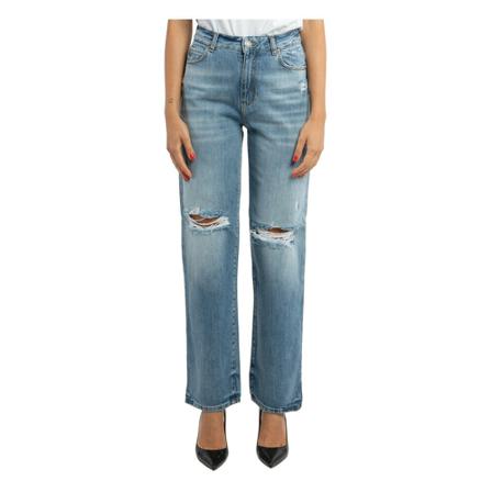 Pinko, Wide Jeans Blauw, Dames, Maat:W25