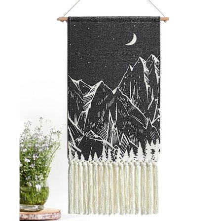 Vægophængt Tapestry Sort Boho