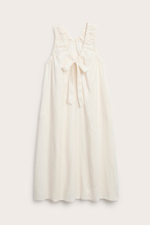 Kappahl | Pellavamekko solmittavilla nauhoilla Valkoinen L | Valkoinen