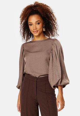 BUBBLEROOM Round Neck Balloon Sleeve Blouse Klær