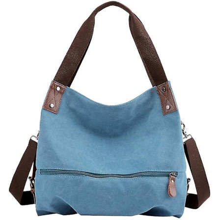 Dametasker i Moderne Canvas Skuldertaske Shopper Håndtaske Pungtaske (blå)