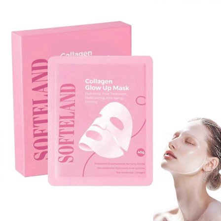 Collagen Glow Up Mask, Glow up Fast hud, Djup återfuktning, Rynkreducering och porförminskning, Glas hud, 4 st