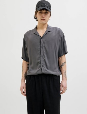 Jack & Jones Jjejeff Solid Resort Shirt S/S Sn - Grey - XL