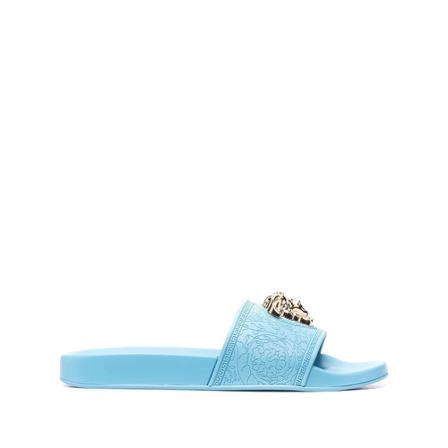 Versace, Palazzo Pool Sliders Niebieski, Kobieta, Rozmiar: 37 EU