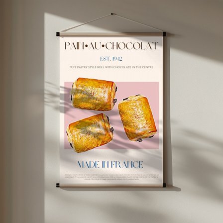 Pain Au Chocolat Print Poster 30x40 cm