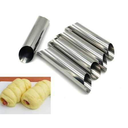 Sett med 12 Cannoli-former i rustfritt stål Horn Baking M