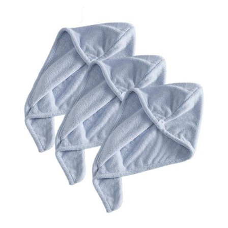 TG Mikrofiber Hårhandduksset - 3-pack Snabbtorkande Hårhanddukar, Blå