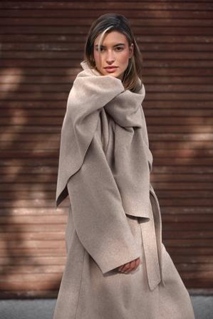 NA-KD Manteau en laine mélangée avec écharpe - Vestes d'Hiver - Beige - EU 38