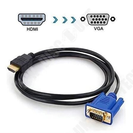 HDMI til VGA-kabel 1,8m Kobber Audio Video Svart Kobling[D]