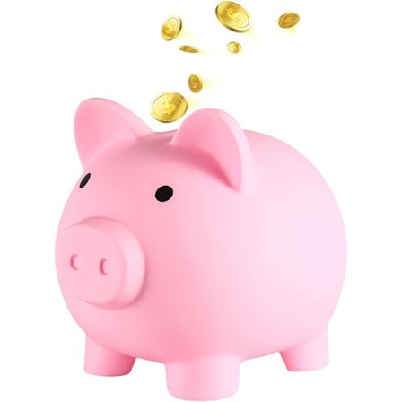 Sparegris, Lucky Pig Money Box for barn, Mynt Money Box for bryllup, jul, Halloween, bursdagsgaver (rosa, 15*12*13.5CM)