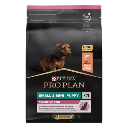 Purina Pro Plan - Puppy Sensitive Skin Small & Mini tørrfôr til små og små hunder 3 kg - Hund - Hundefôr & hundemat - Tørrfôr for hund - ZOO.no