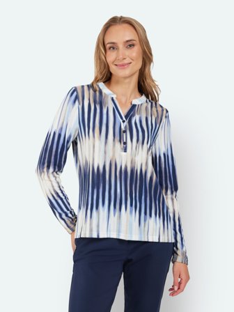 SIGNATURE - Langærmet T-shirt - Navy Mix - Mønstret