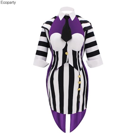 Halloween Carnival Suit Beetle Michael Keaton Cosplay Kostym Klänning Svart och Vit Randig Uniform Kvinnor Bröllop Outfit 2024