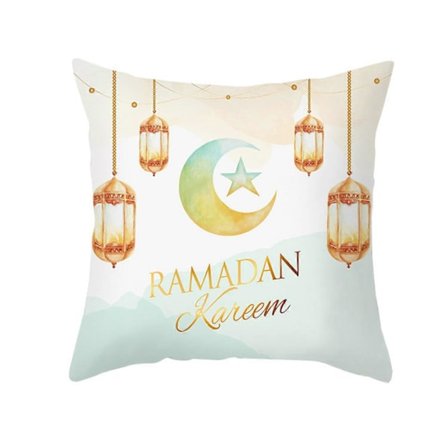 Pudebetræk Ramadan Måne og Blomster Kvadratiske Pudebetræk Moderne Dekorative Ferskenhud Fløjl Pudebetræk til Sofa Couch Bed 18x18 Tommer Måne