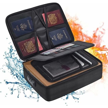 Brannsikker Dokumentmappe med Lås - Vanntett Oppbevaringsveske for Hjem, Kontor, Reise