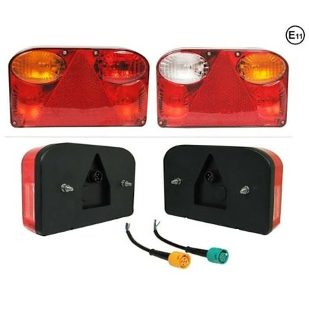 Par baglygter til lastbil, trailer, varevogn, campingvogn med runde stik