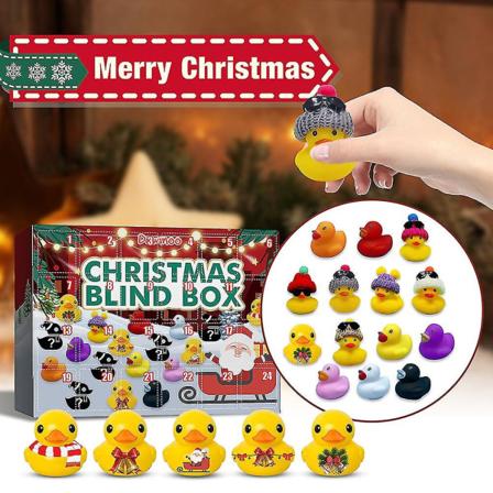 Jul Adventskalender Leksakslåda 24st Set Söt Gummi Duck Animal Kid Gåva