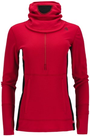 Aclima WarmWool Hoodsweater w/Zip naisten kerrastopaita, Jester Red/Jet Black - Aluspaidat